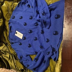 Brand new cashmere blue and black skull sweater.